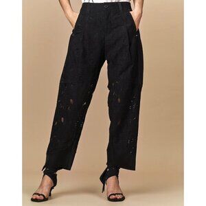 High Everyday Couture Black Lace Detail Wide Leg Pants 12 NWOT